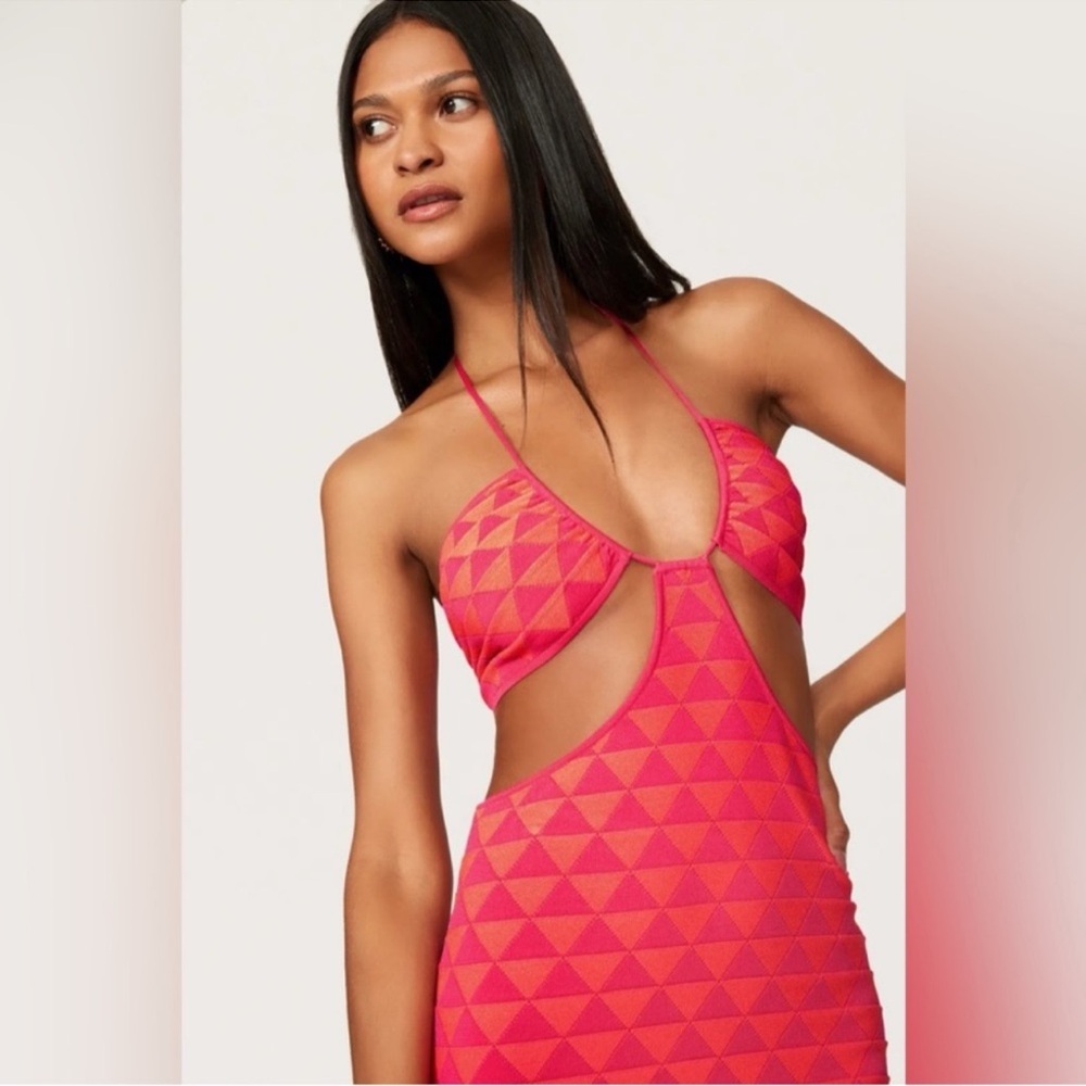 NWT SOLID & STRIPED The Kiana Cut Out Midi Dress in pink pattern size XS